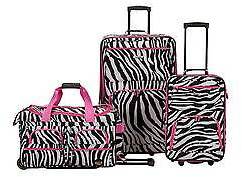Rockland Spectra 3pc Luggage Set - Pink Zebra