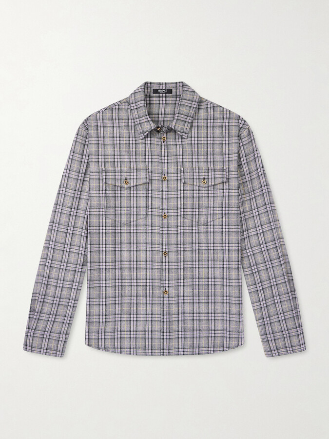 Versace Checked Wool-Flannel Shirt