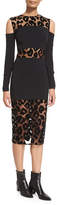 Thumbnail for your product : Thierry Mugler Leopard-Burnout Cold-Shoulder Dress, Black
