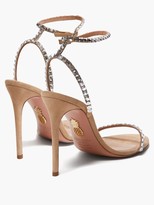 Thumbnail for your product : Aquazzura Very Vera 105 Crystal-embellished Suede Sandals - Nude
