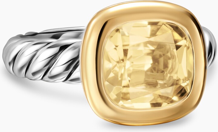 David Yurman DY Mercer? Color Stone Ring in Sterling Silver with 18K Yellow Gold and Champagne Citrine | Women's | Size 6.5