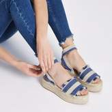 Thumbnail for your product : River Island Womens Blue stripe espadrille platform sandals