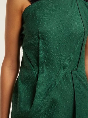 Roland Mouret Cedrela Silk Blend-jacquard Asymmetric Midi Dress - Green