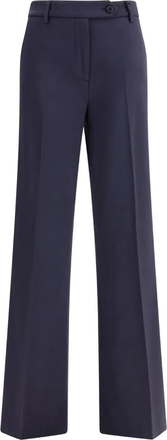 True Royal Button-Fastening Wide-Leg Trousers