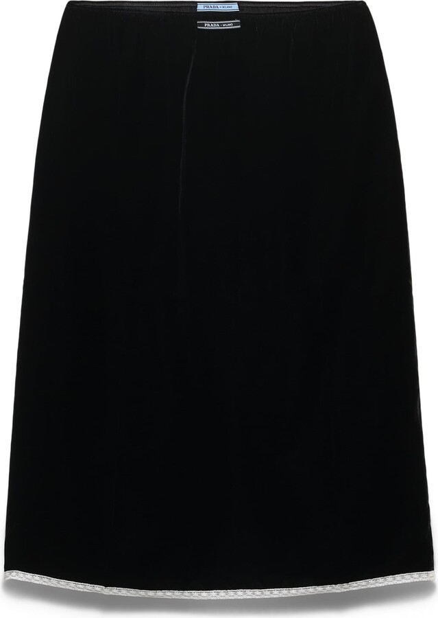Prada Velvet Underskirt Woman Black Size 4