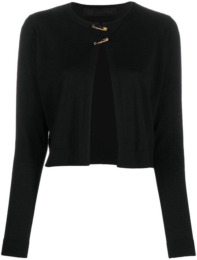 Versace Short SafetyPin Cardigan ShopStyle