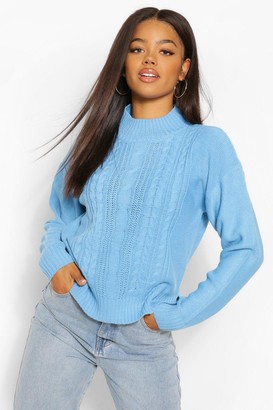 boohoo Cable Knit High Neck Sweater