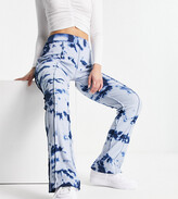 Thumbnail for your product : AsYou tie dye seam detail flare sweatpants in blue