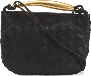 TJMAXX Leather Hazel Small Hand Woven Hobo With Wrapped Handle And Strap For Women
