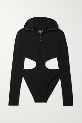 Norma Kamali Cutout Hooded Stretch-jersey Bodysuit - Black