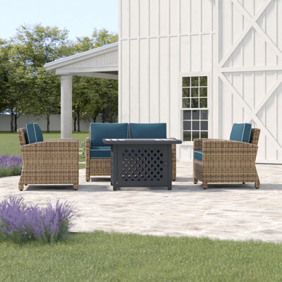 Lark Manor Regina 4 Piece Rattan Sofa Seating Group with Cushions