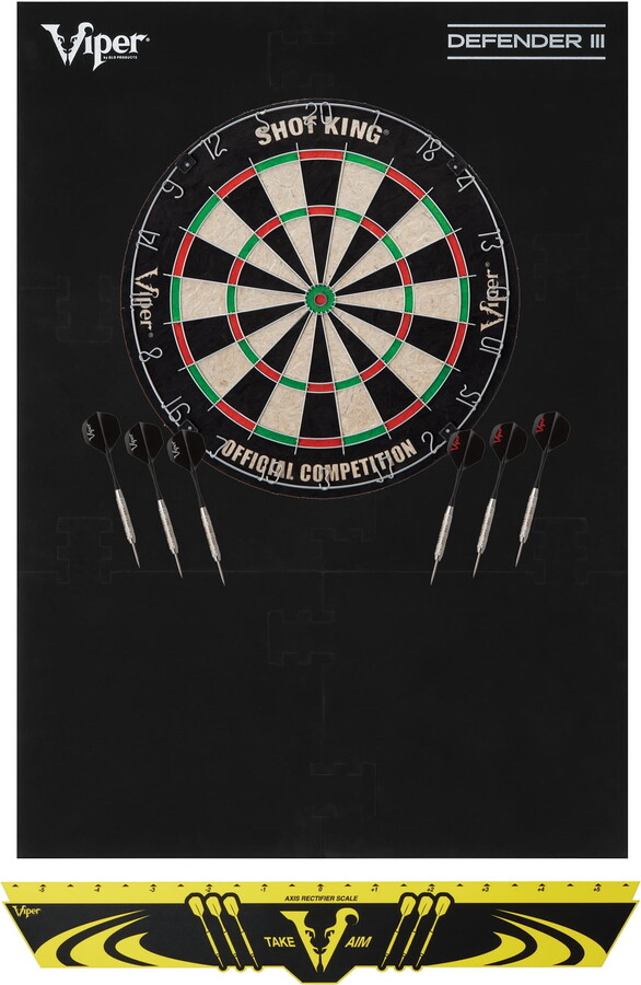 Viper Shot King Sisal Dartboard, Defender III Dart Surround and Edge Throwline