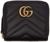 Gucci - Portefeuille à glissière noir Mini GG Marmont 2.0