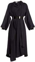 Thumbnail for your product : Maison Margiela Asymmetric Draped Crepe Back Satin Dress - Womens - Navy
