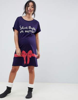 ASOS Maternity Exclusive Christmas Silent Nights Are Overrated Sleep Tee
