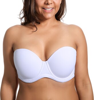 DELIMIRA Women's Strapless Bras Multiway for Bigger Bust Push Up Underwire  Smooth Bandeau Bra Taupe 38DD - ShopStyle