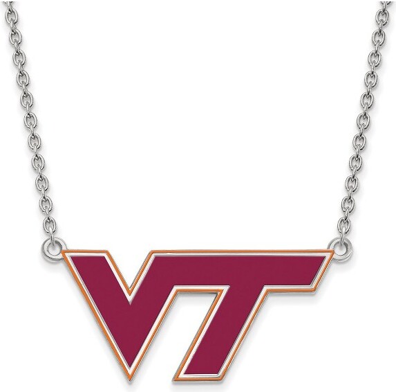 Black Bow Jewelry Co. BlackBowJewelrySterlingSilverVirginiaTechHokiesNCAAEnameledLargeLogoNecklace18Inch