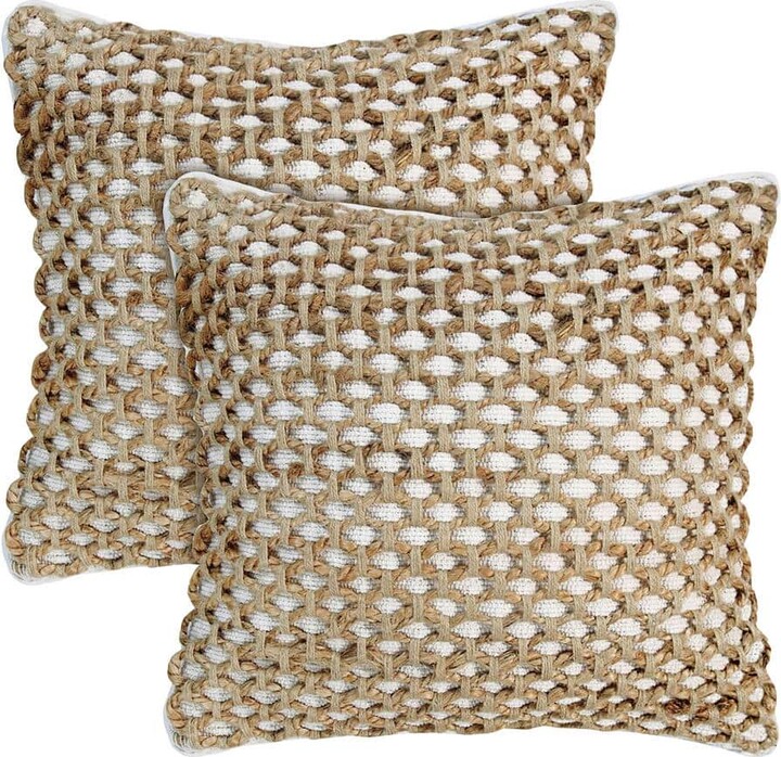Boho Living Jada Gray 20 in. x 20 in. Braided Jute Decorative Throw Pillow (Set of 2)