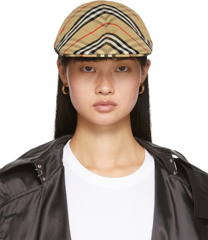 Burberry Beige Vintage Check Flat Cap - ShopStyle Hats