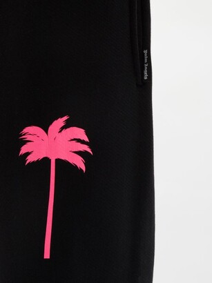 Palm Angels Palm-print Cotton-jersey Track Pants - Black Pink