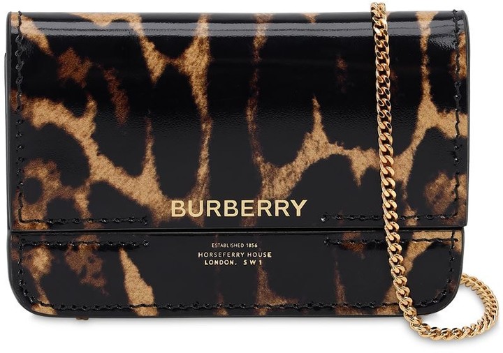 burberry jessie leather wallet on chain