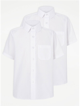 George Boys White Plus Fit Short Sleeve School Shirt 2 Pack