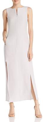 Emporio Armani Lapeled Zip-Front Silk Maxi Dress