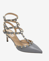 Thumbnail for your product : Valentino Rockstud Cage Kitten Heel Slingback Pump: Grey