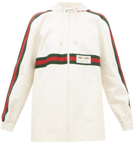 gucci striped twill bomber jacket