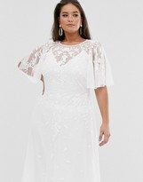 Thumbnail for your product : ASOS EDITION Curve embroidered flutter sleeve maxi wedding dress