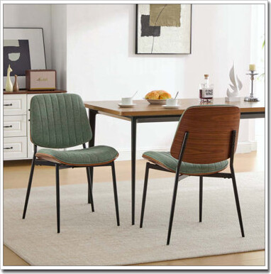 George Oliver Dining Chair Linen Chair With Bentwood Back Upholstered Seat Metal Legs Adjustable