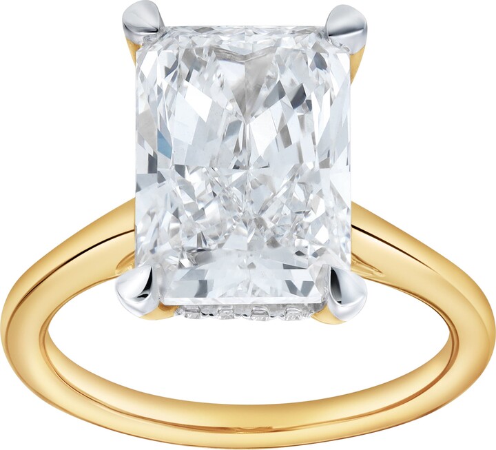 LuvMyJewelry Aelo 14K Gold Radiant Cut Lab Grown Diamond Hidden Halo Engagement Ring - 5.1 Ct