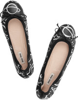 Thumbnail for your product : Miu Miu Printed leather ballet flats