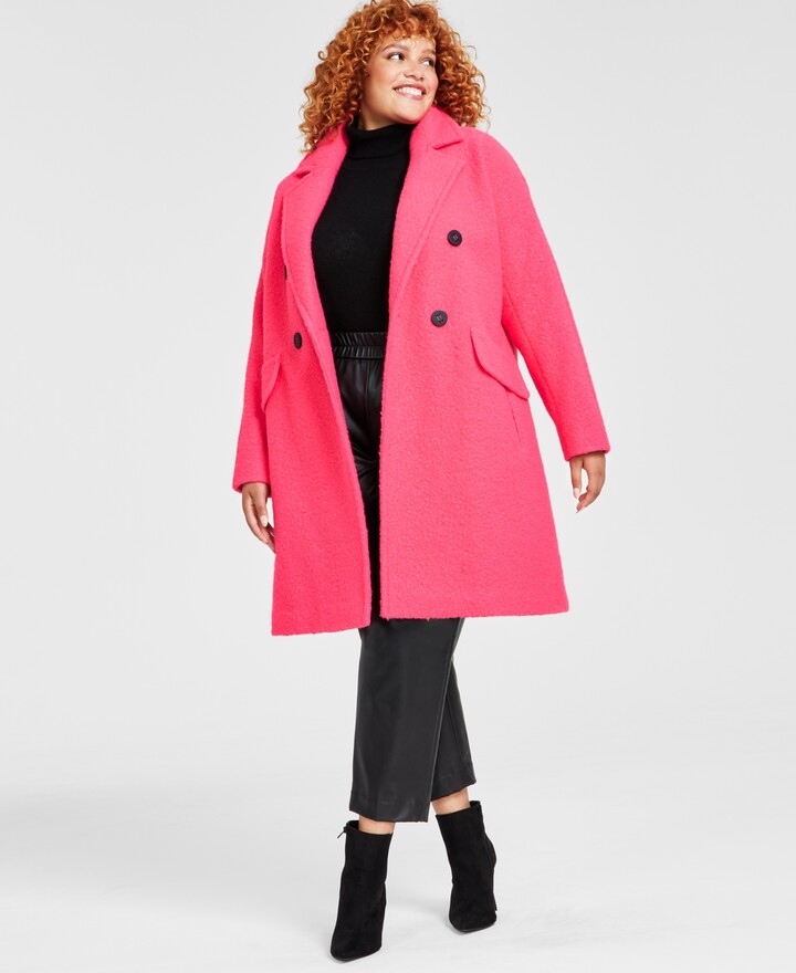 BCBGeneration Plus Size DoubleBreasted Boucle Walker Coat, Created for