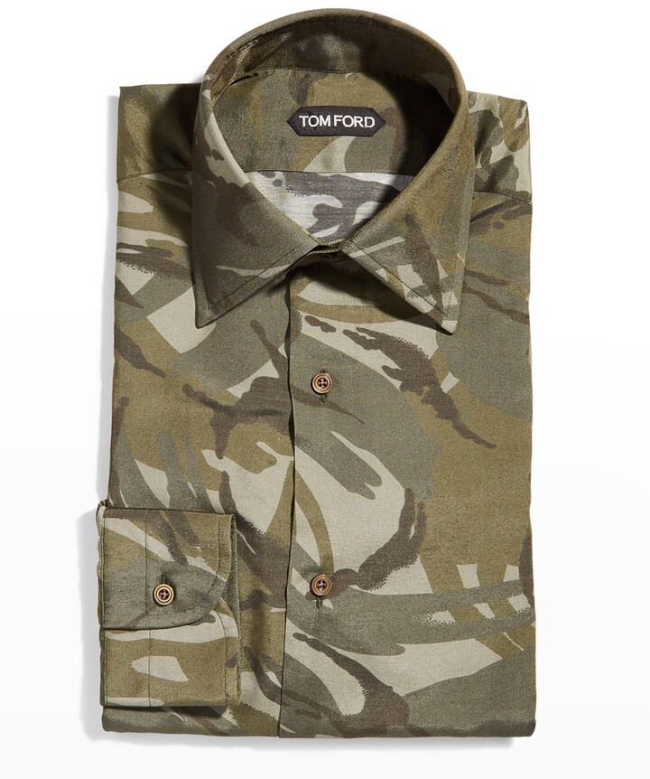 Lutratocro Mens Curved Hem Casual Camo Print Lapel Button Down Shirts