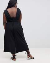 Thumbnail for your product : ASOS Curve DESIGN Curve Ruched Waist Plunge Jumpsuit With Embroidery