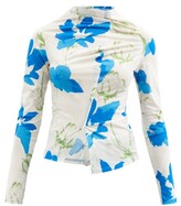 Thumbnail for your product : REJINA PYO Alix High-neck Floral-print Jersey Top - Blue Multi