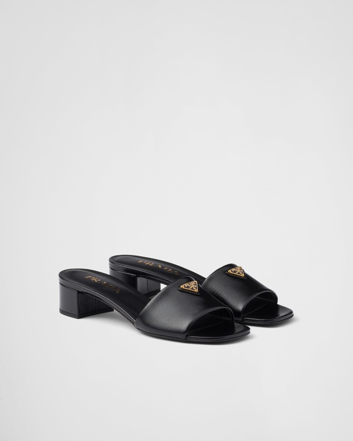 Prada Saffiano patent leather sandals - ShopStyle