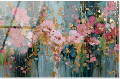 Art Remedy Golden Pollen Rain Pink Floral Art Acrylic Print