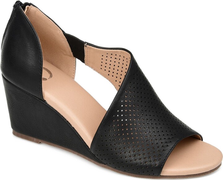 black wedge sandals wide width