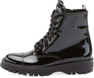 Prada Patent Leather Lace-Up Boot