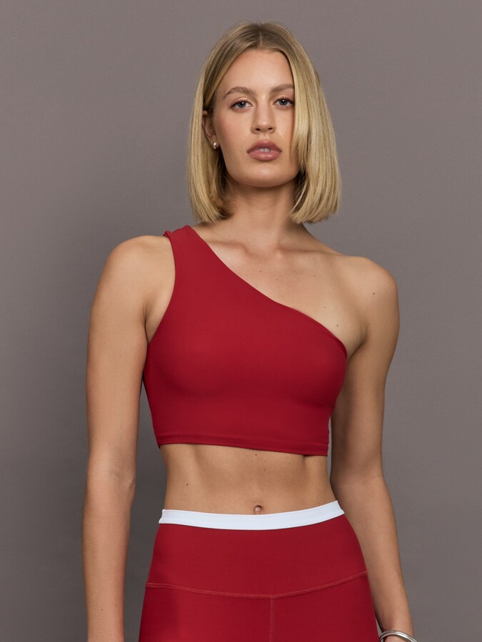 Carbon38 One Shoulder Bra in Melt - Cherry Red
