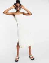 Thumbnail for your product : Influence cami beach dress in white with yellow stripe