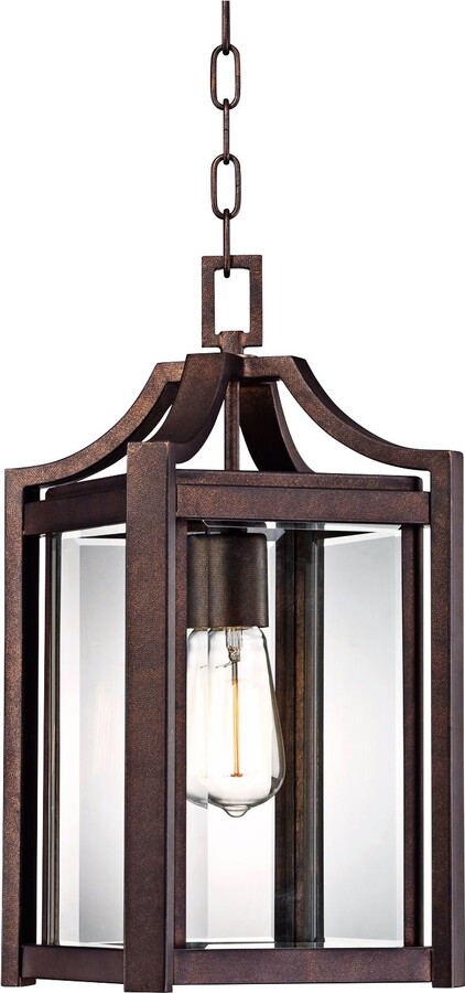 Franklin Iron Works Franklin Iron Rockford 17 1/4" Glass and Bronze Outdoor Hanging Light