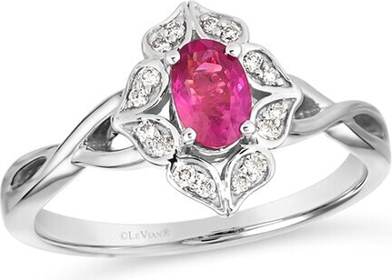 LeVian 14K 0.63 Ct. Tw. Diamond & Ruby Half-Eternity Ring