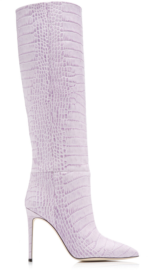 Womens Shoes Boots Knee-high boots Pink Paris Texas Croco-embossed Leather Boots in Purple 