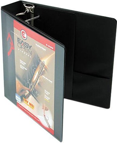 Cardinal 10321 Recycled ClearVue EasyOpen Vinyl D-Ring Presentation Binder, 2' Cap, Black
