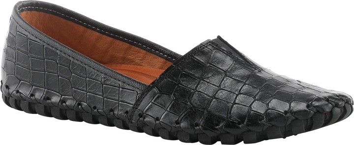 Spring Step Kathaleta-Croco Leather Slip-On Comfort Flats with Arch Support & Removable Insole
