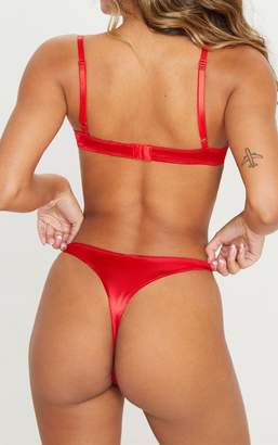 PrettyLittleThing Red Satin Thong
