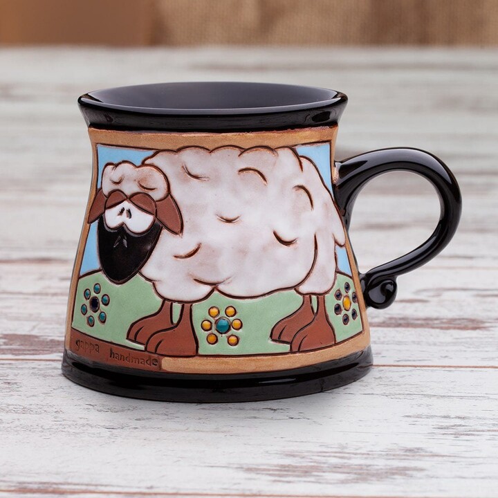 Etsy Ceramic Mug, Sheep Children's Cute Cup, Animals Christmas Cup Kids, Animals Coffee Mug Pottery, Mugs
